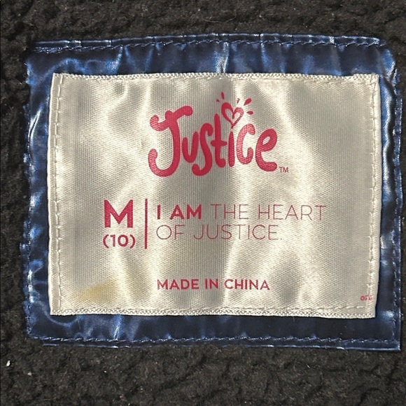 Justice Blue Metallic Sherpa Lined Puffer Jacket - Picture 2 of 8